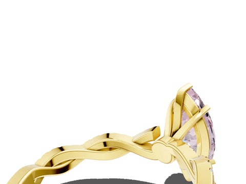 Yellow gold Fancy Pink Marquise Cut Solitaire Twisted Pave Band with Four-Prong Setting_3