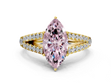 Yellow gold Fancy Pink Marquise  Cut Split Shank Pave Diamond Engagement Ring with Four-Prong Setting_24