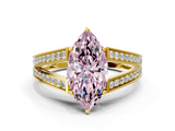 Yellow gold Fancy Pink Marquise  Cut Split Shank Pave Diamond Ring with Four-Prong Setting_58