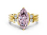 Yellow gold Fancy Pink Marquise  Cut Three-Stone Channel Set Ring with Bar Prongs_64
