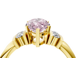 Yellow gold Fancy Pink Marquise  Cut Three-Stone Channel Set Ring with Bar Prongs_68