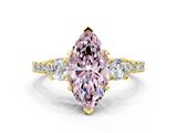 Yellow gold Fancy Pink Marquise  Cut Three-Stone Diamond Pavé Band with Prong Setting_17