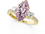 Yellow gold Fancy Pink Marquise  Cut Three-Stone Diamond Pavé Band with Prong Setting_18