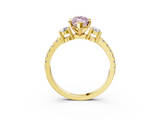 Yellow gold Fancy Pink Marquise  Cut Three-Stone Diamond Pavé Band with Prong Setting_20