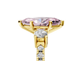 Yellow gold Fancy Pink Marquise  Cut Three-Stone Diamond Pavé Band with Prong Setting_22