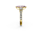 Yellow gold Fancy Pink Marquise  Cut Three-Stone Diamond Pave Band with Prong Setting_92