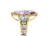 Yellow gold Fancy Pink Marquise  Cut Three-Stone Diamond Pave Band with Prong Setting_95
