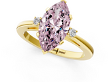 Yellow gold Fancy Pink Marquise  Cut Three-Stone Solitaire Ring with Round Accent Diamonds and Four-Prong Setting_20
