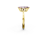 Yellow gold Fancy Pink Marquise  Cut Three-Stone Solitaire Ring with Round Accent Diamonds and Four-Prong Setting_21