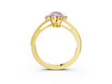 Yellow gold Fancy Pink Marquise  Cut Three-Stone Solitaire Ring with Round Accent Diamonds and Four-Prong Setting_22