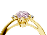 Yellow gold Fancy Pink Marquise  Cut Three-Stone Solitaire Ring with Round Accent Diamonds and Four-Prong Setting_23