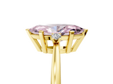 Yellow gold Fancy Pink Marquise  Cut Three-Stone Solitaire Ring with Round Accent Diamonds and Four-Prong Setting_24