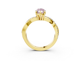 Yellow gold Fancy Pink Marquise  Cut Twist Band Solitaire Diamond Ring with Pavé Setting_6