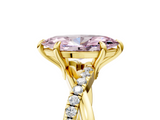 Yellow gold Fancy Pink Marquise  Cut Twist Band Solitaire Diamond Ring with Pavé Setting_8