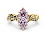 Yellow gold Fancy Pink Marquise  Cut Twisted Pavé Band Solitaire Ring with Four-Prong Setting_55