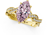 Yellow gold Fancy Pink Marquise  Cut Twisted Pavé Band Solitaire Ring with Four-Prong Setting_56