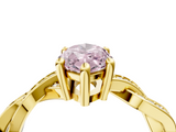 Yellow gold Fancy Pink Marquise  Cut Twisted Pavé Band Solitaire Ring with Four-Prong Setting_59