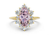 Yellow gold Fancy Pink Marquise  Diamond Cluster Halo Ring with Solitaire Band and Four-Prong Setting_20