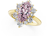 Yellow gold Fancy Pink Marquise  Diamond Cluster Halo Ring with Solitaire Band and Four-Prong Setting_21