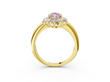 Yellow gold Fancy Pink Marquise  Diamond Cluster Halo Ring with Solitaire Band and Four-Prong Setting_23
