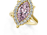 Yellow gold Fancy Pink Marquise  Diamond Cluster Halo Solitaire with Four-Prong Setting_79