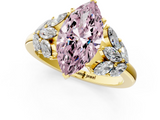 Yellow gold Fancy Pink Marquise  Diamond Cluster Leaf Design Ring with Prong Setting_70