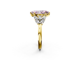 Yellow gold Fancy Pink Marquise  Diamond Cluster Leaf Design Ring with Prong Setting_71