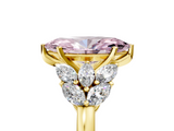 Yellow gold Fancy Pink Marquise  Diamond Cluster Leaf Design Ring with Prong Setting_74