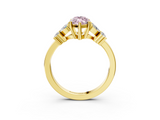 Yellow gold Fancy Pink Marquise  Diamond Floral Cluster Ring with Solitaire Band and Prong Setting_46