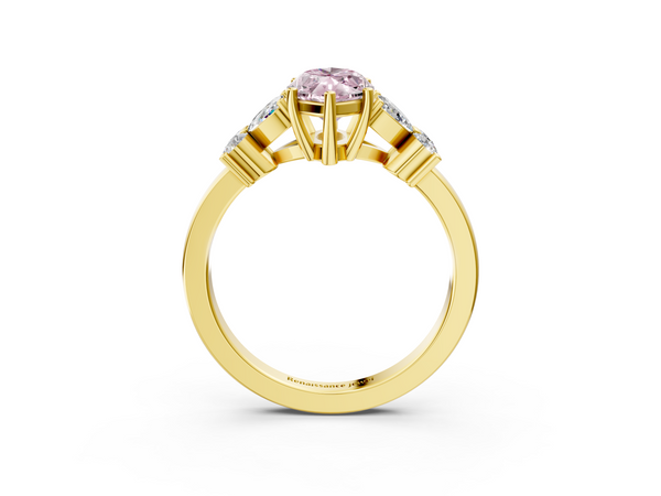 Yellow Gold Marquise Floral Cluster Engagement Ring Setting for Fancy Pink Center