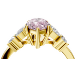 Yellow gold Fancy Pink Marquise  Diamond Floral Cluster Ring with Solitaire Band and Prong Setting_47