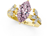 Yellow gold Fancy Pink Marquise  Diamond Floral Vine Solitaire Engagement Ring_3
