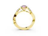 Yellow gold Fancy Pink Marquise  Diamond Floral Vine Solitaire Engagement Ring_5