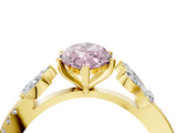Yellow gold Fancy Pink Marquise  Diamond Floral Vine Solitaire Engagement Ring_6