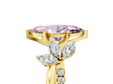 Yellow gold Fancy Pink Marquise  Diamond Floral Vine Solitaire Engagement Ring_7