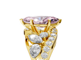 Yellow gold Fancy Pink Marquise  Diamond Halo Ring with Marquise and Pavé Band in Prong Setting_78