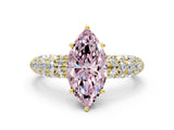 Yellow gold Fancy Pink Marquise  Diamond Pavé Band Solitaire Ring with Four-Prong Setting_49