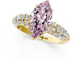 Yellow gold Fancy Pink Marquise  Diamond Pavé Band Solitaire Ring with Four-Prong Setting_50