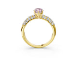 Yellow gold Fancy Pink Marquise  Diamond Pavé Band Solitaire Ring with Four-Prong Setting_52