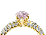 Yellow gold Fancy Pink Marquise  Diamond Pavé Band Solitaire Ring with Four-Prong Setting_53