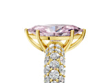 Yellow gold Fancy Pink Marquise  Diamond Pavé Band Solitaire Ring with Four-Prong Setting_54