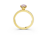 Yellow gold Fancy Pink Marquise  Diamond Pavé Band Solitaire with Four-Prong Setting_204