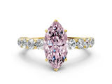 Yellow gold Fancy Pink Marquise  Diamond Pavé Band Solitaire with Four-Prong Setting_3