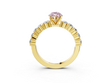 Yellow gold Fancy Pink Marquise  Diamond Pavé Band Solitaire with Four-Prong Setting_6