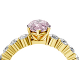 Yellow gold Fancy Pink Marquise  Diamond Pavé Band Solitaire with Four-Prong Setting_7