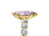 Yellow gold Fancy Pink Marquise  Diamond Pavé Band Solitaire with Four-Prong Setting_8