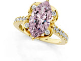 Yellow gold Fancy Pink Marquise  Diamond Pave Band with Floral Prong Setting_28