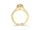 Yellow gold Fancy Pink Marquise  Diamond Pave Band with Floral Prong Setting_30