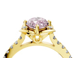 Yellow gold Fancy Pink Marquise  Diamond Pave Band with Floral Prong Setting_31