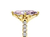 Yellow gold Fancy Pink Marquise  Diamond Pave Band with Floral Prong Setting_32